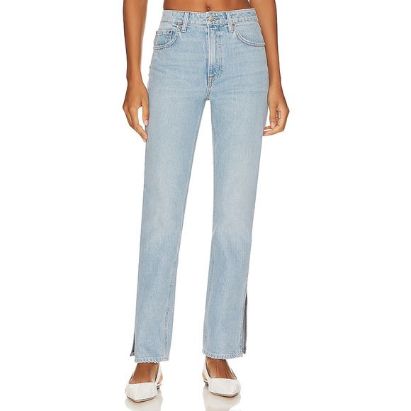 Grlfrnd 'Harlow' Petite High Rise Boot Cut With Slit Hem Denim Jean Size 25 - Picture 1 of 4